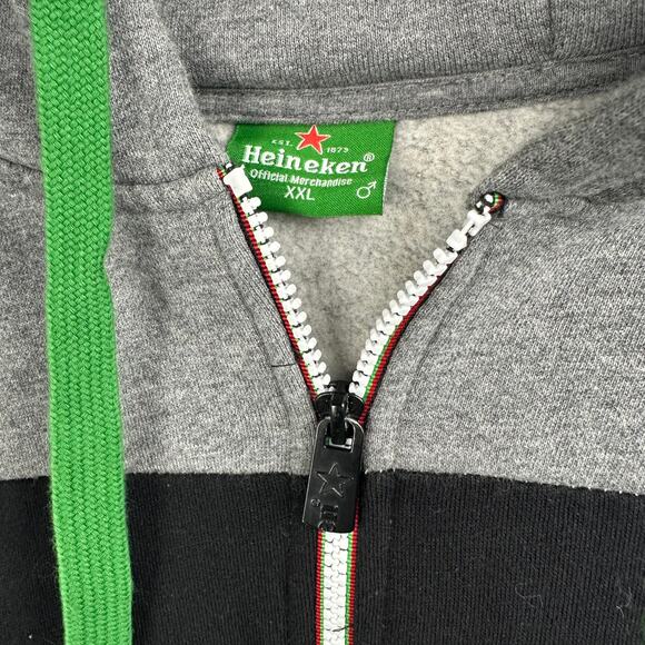 Heineken Zip Hoodie Jacket Grey Black With Hood Drawstring  Mens Sz XXL - Picture 3 of 11